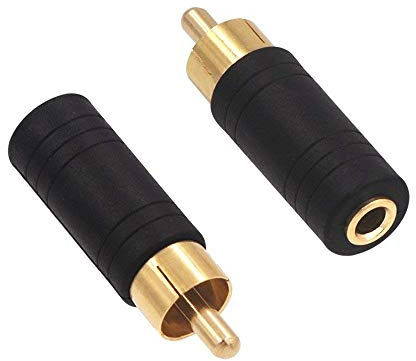 VCE 2-Pack Gold Plated 3.5mm 1/8 inch Female Mono Jack to RCA Male Adapter