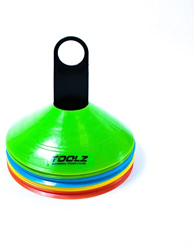 TOOLZ Coordination Cones (Rack of 20) - Koordinations Hütchen (20er) inkl. Trageständer - Markierungshütchen Set für alle Trainings