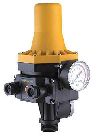 230V Pumpensteuerung Druckschalter 1,1kW max 7bar unverkabelt mit Manometer | bis 10A Nennstrom, integrierter Trockenlaufschutz