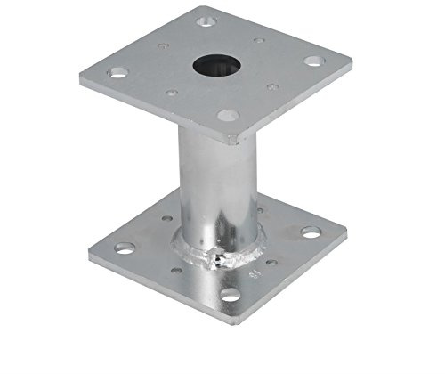 GRUNDLINE - Stützenfuß Pfostenträger Pfostenanker, aus Stahl, aufschraubhülse - PMF, 100x100x100 mm - Feuerverzinkung - für Zäune, Unterstände, Carports, Pergolen, Gartenlauben aus Holzbalken
