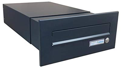Mauerdurchwurf Briefkasten in RAL 7016 mit Klingel - Tiefe 39-62 cm- B-042