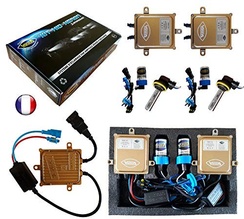 VEGA HID Xenon-Set, französische Marke, H11, 6000 K, 55 W, Slim, DSP, AC Leuchtmittel mit abgewinkeltem Sockel