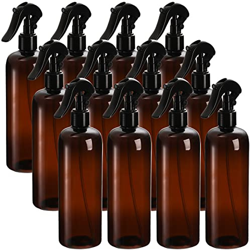 Bekith 12 Pack Plastic Spray Bottles with Black Fine Mist Sprayers, 16oz Refillable Spray Container for Cleaning Solutions, Plants, Hair