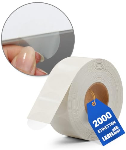 Labelident Verschlussetiketten Ø 30 mm transparent - 2.000 runde Klebepunkte auf Rolle, wasserfeste Siegel aus Folie stark klebend