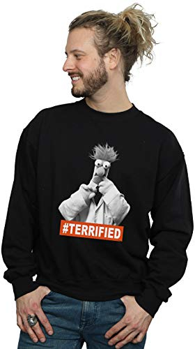 Disney Men's The Muppets Beaker Terrified Sweatshirt Black Medium