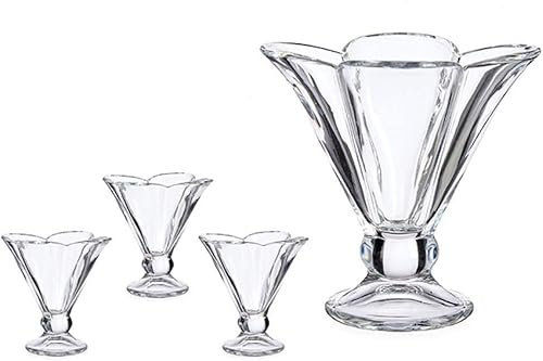 amara-global Viv300 Lot de 6 coupes à glace, à dessert, à glace, verre à glace, motif fleurs transparentes