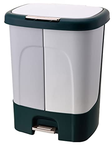 Poubelle Double-Barrel Double-couvercle Design Tri de la poubelle Poubelle de tri de la pédale de ménage Cuisine de bureau Cuisine Grand bac de rangement Corbeille papiers ( Color : B-30L )