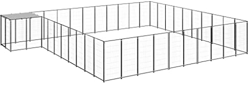 vidaXL Hundezwinger Schwarz 31,46m² Stahl Hundehütte Hundekäfig Hundehaus