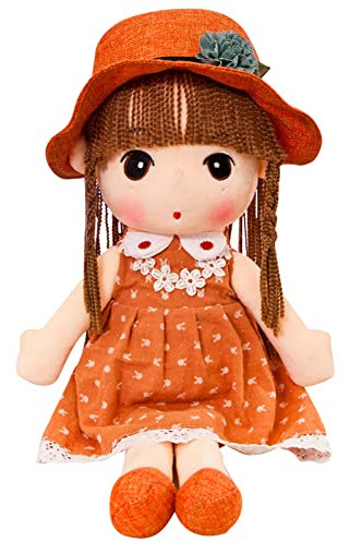 LICHENGTAI 45CM Weiche Stoffpuppe, Stoffpuppe Babypuppe Püppchen mit Haar, Schöne Puppe Stoffpuppe Plüsch Stofftier Spielzeug Cartoon Deko Toy Geschenk Gift für Kinder Baby Mädchen
