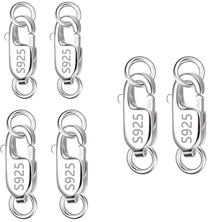 Silber 925 Armband Verschluss Kettenverschluss, 6 Stück Verschlüsse für Armbänder Ketten Verschlüsse Kettenverschlüsse zum Basteln Schmuckverschluss mit Geschlossenen Biegeringen Verbinden 8/10/12 mm