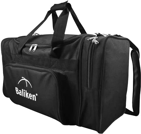 BALIKEN Doppelte Bowlingballtasche mit gepolstertem Ballhalter, die Bowlingtasche passt für 2 Bowlingbälle und 2 Paar Herrenschuhe in Größe 43 und 44 (schwarz)