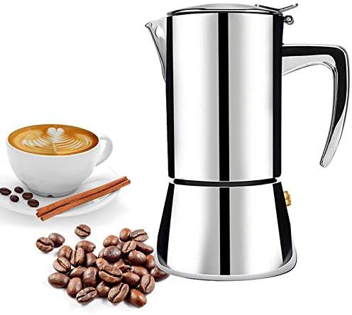 Stainless Steel Stovetop Espresso Coffee Maker,Moka Pot for Classic Italian Style Café Brewing,240ml/8oz/4 Cup, Classic Cafe Percolator Maker,Induction Compatible,4-Cups