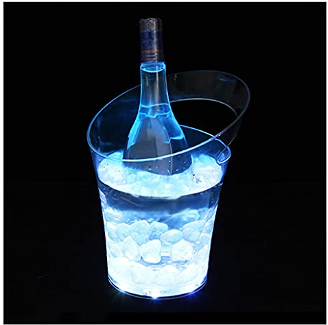 TOMYEUS Eiseimer LED Leuchtender Eiskühbkühler-Lade-EIS-Eimer-Champagner-Eimer-KTV-Bar-Biereis-Eimer Weißes Licht Bunte Leuchtende Eisclip Eiskübel Sektkühler (Color : A)