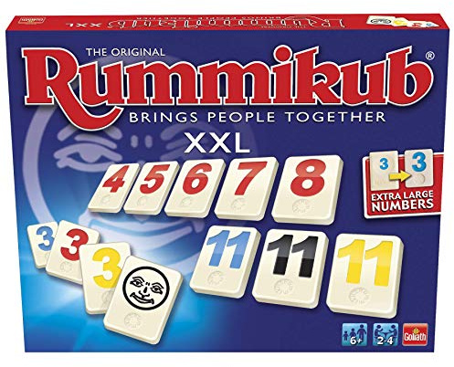 Rummikub XXL mit den größten Zahlen, Leichter zu lesen, das berühmte Strategiespiel für die ganze Familie.Erstellen Sie Trios oder Treppen.Viel Spaß mit diesem Spiel für alle Altersgruppen, 928842