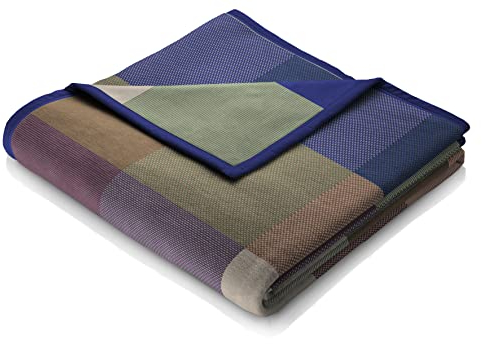 biederlack® flauschig-weiche Kuscheldecke Pure Cotton Karo - grün I Made in Germany I Öko-Tex I Sofa-Decke aus 100% Baumwolle in 150x200 cm I grün-bunt Karierte Wohndecke I nachhaltig produziert