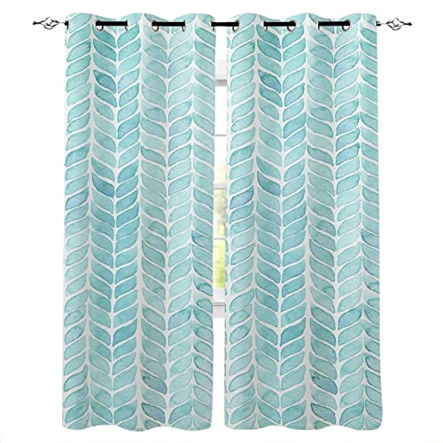 XAONUO 3D Isolierung Schattierung Vorhänge Ideen Pflanzen Blätter Lärmminderung Fit Kinder Für Wohnzimmer Mädchen Schlafzimmer Blackout Kinderzimmer Piercing Vorhänge 2X 140X225Cm