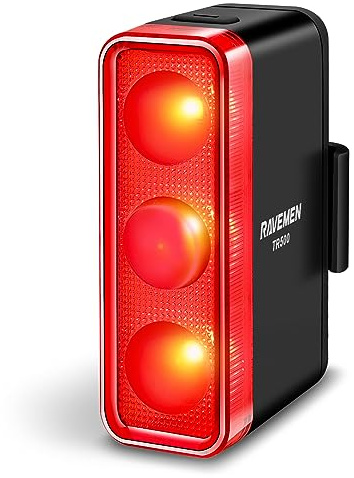 RAVEMEN TR500 500 Lumens Bike Tail Light for Daytime Night Riding, Brake Sensing Bike Rear Light with Side Visibility, 6 Light Modes, USB C Rechargeable Fit Round/Aero Seat Posts