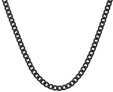 KnSam Edelstahl Panzerkette 45 cm, Modeschmuck Herren Kette Schwarz Legierungkette Schmuck Breit 5MM Hip Hop Metallkette Vintage