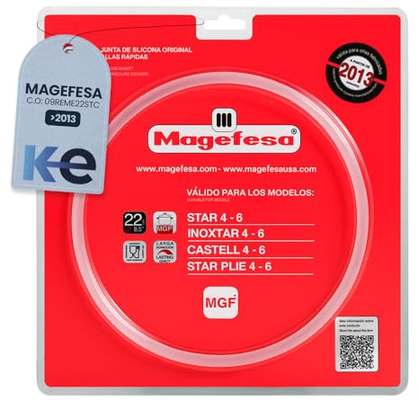 Anakel Home Junta de Tapa para Olla a Presión 09REME22STC Compatible con Magefesa Star, Inoxtar, Star Plié y Castell 4–6 L, Ollas Fabricadas desde 2013 | Silicona, Diámetro Interior de 22 cm