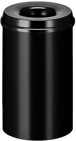 PROREGAL Selbstlöschender Papierkorb & Abfallsammler aus Metall | 20 Liter, HxØ 42,6x26cm | Schwarz