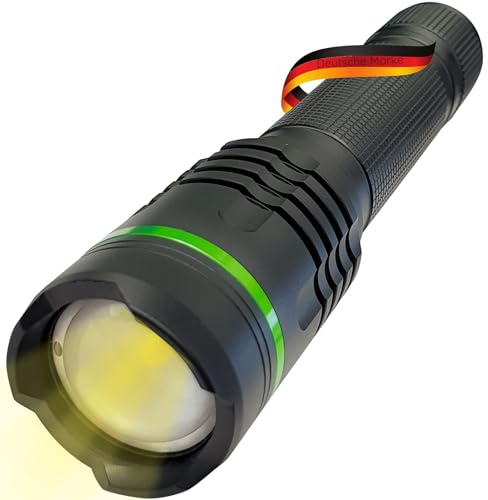 SCHWAIGER TLED1000 Taschenlampe LED Akku Taschenleuchte Handlicht schlagfest spritzwassergeschützt Zoom-Funktion IPX4 1000 Lumen Zelten Camping Outdoor Notfall Notfall-Licht
