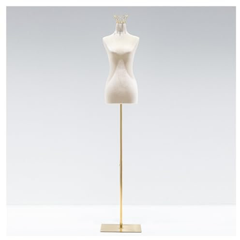 ZBJDX Weibliche Schaufensterpuppen Kleiderform, Hochzeitsschaufensterpuppe Mit KöRperstäNder, HöHenverstellbarer ModellköRper Display Torso Mit Prinzessinnenkrone Und MetallstäNder Kleiderform,Gold