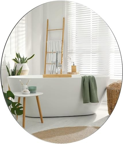 Dripex Rund Spiegel 50x50cm Rahmenloser Badezimmerspiegel Wandspiegel Badspiegel für Ankleidezimmer Schlafzimmer und Wohnzimmer