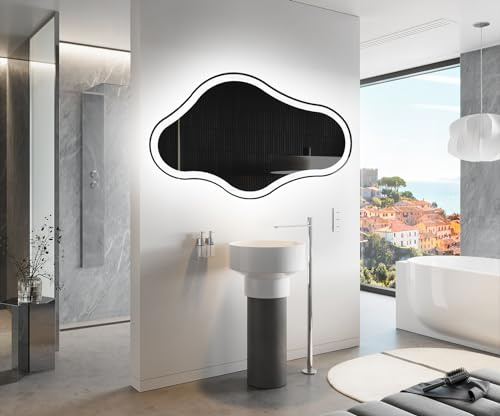Artforma Badspiegel 134x74 cm Asymmetrisch CHM222 x53, LED, Ohne Rahmen | Asymmetrischer Spiegel, 134x74, Led Spiegel Bad, Unregelmäßiger Form, Badezimmerspiegel Nach Maß, Modernes Design