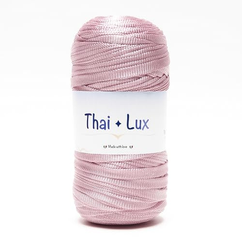 Woolove Thai Lux - Fettuccia Piatta Extrabrillante per Borse all’Uncinetto e Accessori Fai da Te - 100% Poliestere - Ideale per Uncinetto 6.00/10.00 mm - Gomitolo da 250g (120m) - Rosa 41184