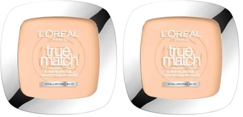 L'Oréal Paris Puder Make up, Mattierendes Kompaktpuder mit LSF 8, Inkl. Spiegel und Schwamm, True Match Puder, Nr. 1.R, 9 g (Packung mit 2)