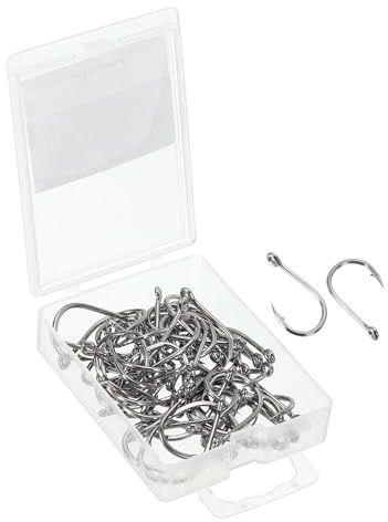 PATIKIL 1/0# Anzuelos para Bagre, Paquete de 50 Anzuelos de Pesca en Forma de J de Acero de Alto Carbono con Púas para Agua Dulce y Salada, Tono Plateado