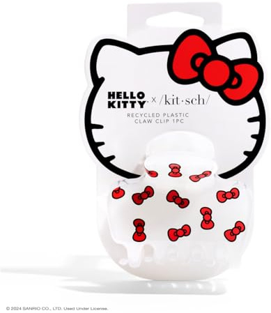 Hello Kitty-x Kitsch Haarklammern aus recyceltem Kunststoff für Frauen, Haarklammern für dünnes Haar, Haarklammern für kurzes Haar, mittlere Haarklammern für Frauen, niedliche Haarklammern