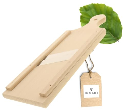 HOFMEISTER® Krauthobel aus Holz, 37 cm, scharfe Klingen schneiden alle Krautköpfe und Gemüsesorten, zur Herstellung von Sauerkraut, Rotkraut & Krautsalat, Gemüsehobel Made in EU