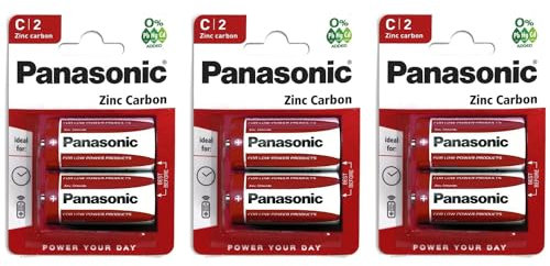 PANASONIC Lot de 3 Blisters de 2 Piles Red Zinc-Carbon C - R14-1,5 V