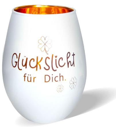 Belillpipi Geschenke für Frauen, Windlicht aus Glas Teelichthalter mit Gravur Glückslicht Geschenke für Geburtstag Frauen Weihnachten