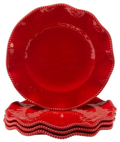Certified International Perlette Red Melamin-Speiseteller, 27,9 cm, 4 Stück