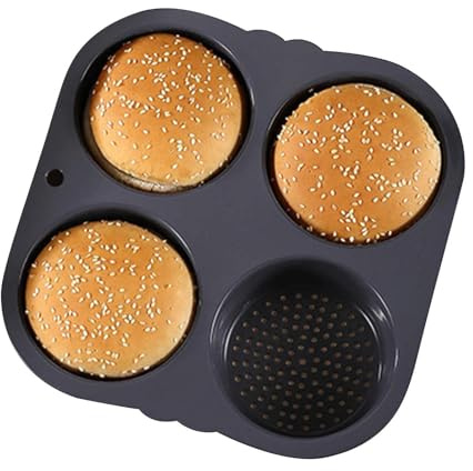 Molde de silicona para hamburguesas con 4/6 cavidades, molde para pan de hamburguesas reutilizable antiadherente y flexible