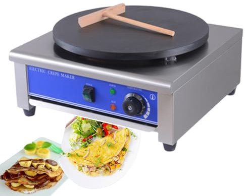 forplubossmmp Plancha De Placa Calefactora Antiadherente para Panqueques De 15,7/40 Cm, Máquina para Pizza De Un Solo Cabezal con Placa Calefactora De Acero Inoxidable para Comercial, 50 A 300 ℃