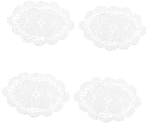 COLLBATH 4stücke Handgefertigter Tischmatte Mit Spitzenmuster Rustikaler Platzdeckchen Für Und Kaffeetisch Baumwolle Für Hochzeiten Partys Und Gemütliche Abende