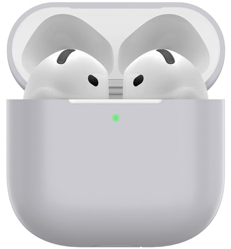 Nemteur Hülle für AirPods 4, Thin Schützende Silikon Case für AirPods 4th 2024 (USB-C) Skin Front LED Sichtbar Silicone Cover, Grau