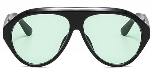 willochra Oversized round Sunglasses Women Fashion Gradient Pilot Sun Glasses Men Punk Shades Outdoor Travel UV Protection (black green)