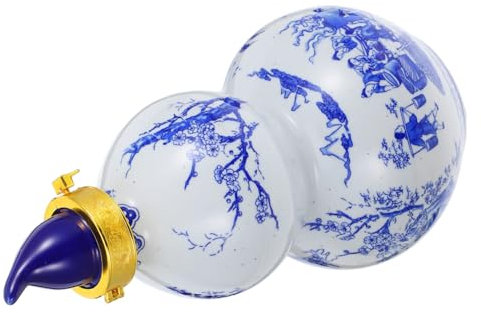 EXHUMKY Botella De Vino De Porcelana Azul y Blanca Vintage Forma De Calabaza Para Decoración De Exteriores Hogar Restaurante
