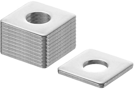 QUARKZMAN Arandela Cuadrada, M8, Placa con Orificio Redondo Acero Inoxible 201, para Reparación de Maquinaria y Construcción en Exteriores y Tornillos y Pernos, M8x20x20x2, 50Pcs