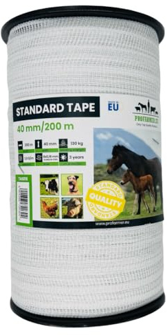 Weidezaunband für Elektrozaun – 40 mm, 200 m, für Pferde, Paddocks & Tiere