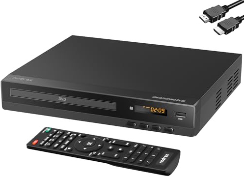 FlexaPlay Region-Free HDMI DVD Player for TV – 1080p Upscaling, USB Port, DVD/CD/MP3 Multi-Format Playback – Ultra-Compact Mini Design, Includes HDMI/RCA Cables, Remote Control
