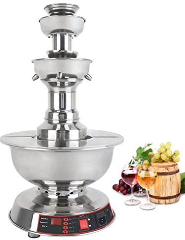 Wine Fountain, 3-Tier Stainless Steel Cascading Beverage Fountain, 120W Ideal for Parties, Weddings, Bars, and Drinking Games