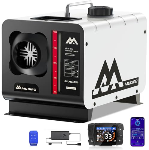 MUDIRO M-5S Evo-H Dieselheizung 12V/24V/230V 8KW mit CO-Schutz (Auto-Abschaltung & Alarm), Bluetooth/Fernbedienung, TFT-Display, Auto-Höhenanpassung, China Standheizung für Camping, Wohnmobil, Zelt