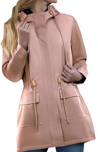 Cocila Giacca Antipioggia Da Donna Taglie Forti Lunga Leggera Antivento Con Cappotti Saldo Pink M Giubbotto Invernale Premaman Camicia Taglia 54 Giacchina Ecopelle Parka