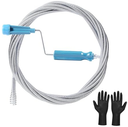YOYEAH Pulizia Scarichi A Spirale Scarichi Pulitore con Guanti Protettivi 5m x 6mm Spirale Scarico Tubo Pulizia Spirale Spirale Universale Scarico Pulitore A Spirale per Blocchi Ostinati