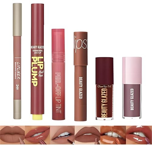 Set de 6 delineadores de labios mate, pintalabios líquidos y tintes labiales peel off, set de brillos labiales impermeables, duraderos y que no se desvanecen, tintes labiales hidratantes
